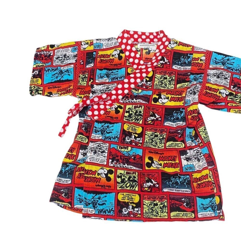 DISNEY Mickey Mouse Toddler 2-4 yrs Kimono Robe Cotton Comics Halloween Cartoons